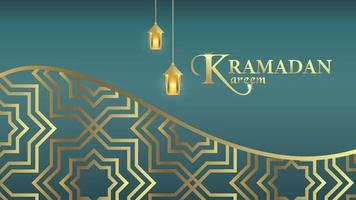 Ramadan banner template with gold islamic pattern vector