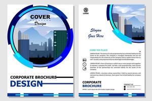 brochure templates, flyers, brochures, posters, cover designs, layout spaces for photo backgrounds, vector illustration templates in A4 size. blue color brochure with round panoramic pattern