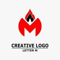 letter m logo, letter m icon and fire icon. Abstract business logo icon design template vector