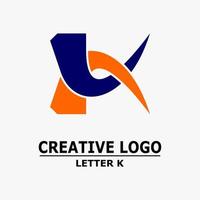 letter k logo, blue orange icon in the shape of the letter k. Abstract business logo icon design template vector