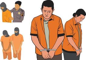 set of arrested criminal illustration vector
