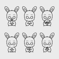 Easter bunny doodle set vector