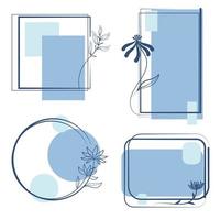 Blue frame with flower vector
