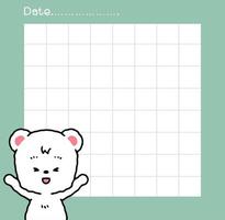 cute hand drawn doodle white bear note paper. Cute card vector illustration.