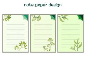 Note paper vector design flower and leave pattern