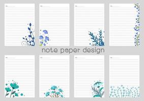 Note paper vector design flower and leave pattern