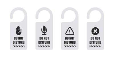 Door hanger signs. Door tags with different signs. Do not disturb, signs of hotel room. Vector Scalable graphics