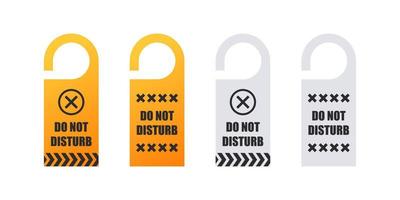 Hotel door tag. Door hanger signs. Do not disturb, tag of hotel room door. Vector Scalable graphics