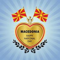 macedonia bandera independencia día con oro corazón vector