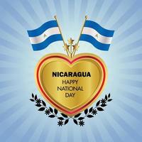 Nicaragua bandera independencia día con oro corazón vector