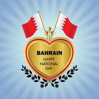 Bahrain flag Independence Day with Gold Heart vector