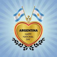 Argentina flag Independence Day with Gold Heart vector