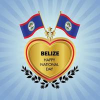 Belize flag Independence Day with Gold Heart vector