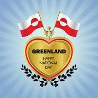 Greenland flag Independence Day with Gold Heart vector