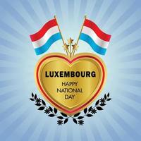Luxembourg flag Independence Day with Gold Heart vector