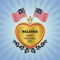 Malaysia flag Independence Day with Gold Heart vector