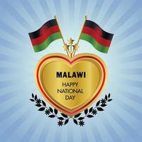 Malawi flag Independence Day with Gold Heart vector