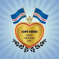Cape Verde flag Independence Day with Gold Heart vector