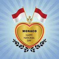 Monaco flag Independence Day with Gold Heart vector