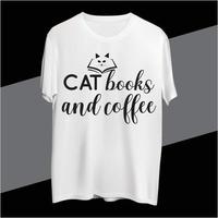 gato libros y café t camisa diseño vector