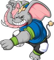 the elephant mascot of American football complete with player clothe vector