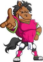 the horse mascot of American football complete with player clothe vector