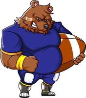 the bear mascot of American football complete with player clothe vector