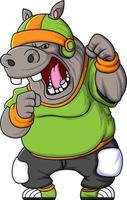 the hippo mascot of American football complete with player clothe vector