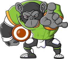 the monkey mascot of American football complete with player clothe vector