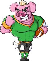 the strong pig mascot of American football complete with player clothe vector