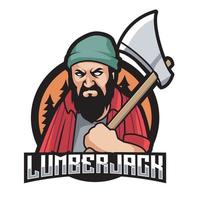 Vector illustration of lumberjack emblem, label, badge, logo