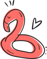 cute fun doodle line pink flamingo summer accessories hand drawing icon png