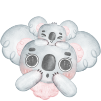 carino kawaii contento Sorridi bambino koala natura animale asilo cartone animato personaggio acquerello pittura png