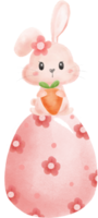 süß Süss kawaii glücklich Lächeln Baby Hase Hase Aquarell Karikatur Kind Tier Frühling Ostern Ei png