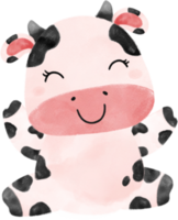 linda contento sonrisa bebé rosado vaca granja animal guardería bebé ducha acuarela ilustración