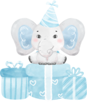 linda bebé elefante salvaje vida animal sueño azul bebé ducha guardería Arte acuarela ilustración
