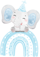 carino bambino elefante selvaggio vita animale sognare blu bambino doccia asilo arte acquerello illustrazione png