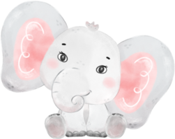 schattig baby olifant dieren in het wild dier droom roze meisje baby douche kinderkamer kunst waterverf illustratie png
