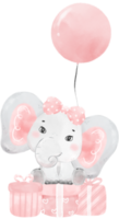 cute baby Elephant wildlife animal dream pink girl baby shower nursery art watercolour illustration png