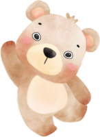 mignonne content innocence visage adorable bébé marron nounours ours garderie aquarelle enfant animal illustration png