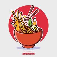 Hand drawn Cute Ramen Illustration vector