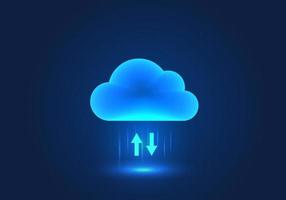 Clouds and arrows placed alternately represent Technology that helps to store data and export data to various places, making life more convenient and easier, reducing delays and saving costs. vector