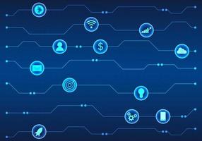 Smart technology Connections send data to various services. both in terms of transactions cyber world and the internet To make the speed of doing business grow. dark blue background vector