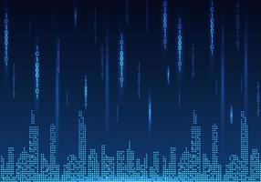 Smart city that brings technology to make it convenient for people and also creates business growth in the city. , is a pixel city vector and the code of the data transmission.