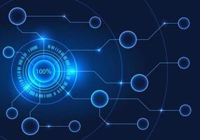 Technology circle that spreads energy to other technology circles. like a battery system that continues to send power, blue background vector