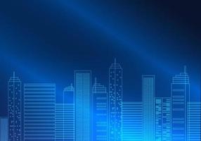 Background, technology city in lines dark blue gradient background Smart city technology that gradually comes to manage the system to allow business within the city to grow and expand. vector