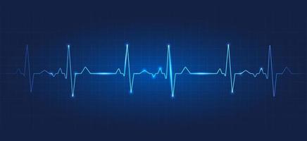 Heart wave technology background Shows the rhythm of the heart that is pumping. dark blue background with a grid vector