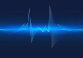 Abstract background technology showing heart rate graph It's a graph showing the rhythm of your heart pumping. dark blue background with grid vector