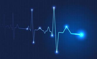 Heart wave technology background Shows the rhythm of the heart that is pumping. dark blue background with a grid vector