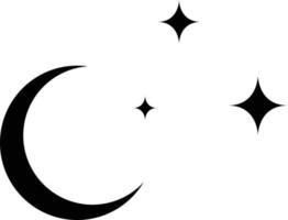 Crescent and stars vector icon design. Flat icon.